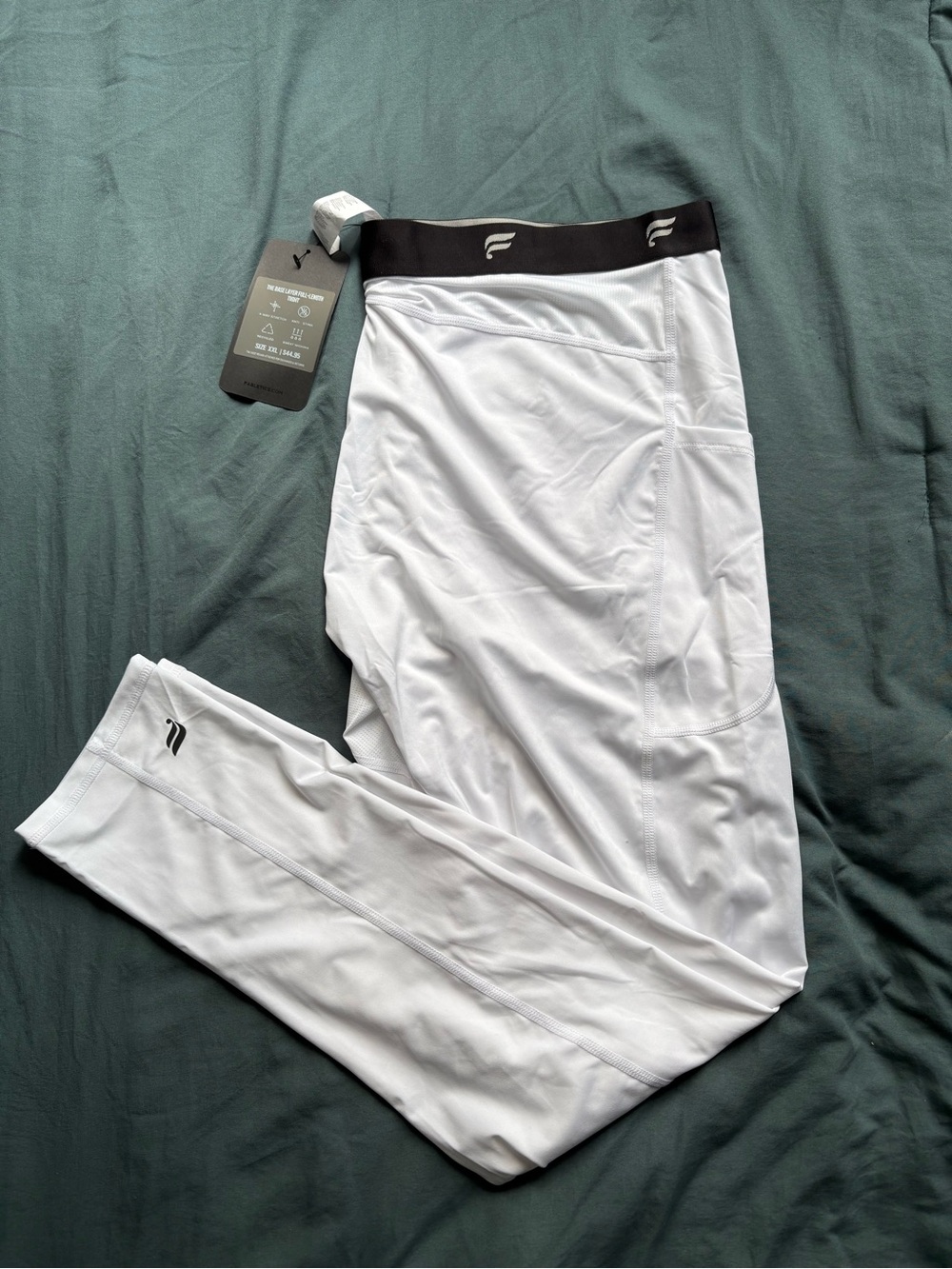 Fabletics White Men’s The Baselayer Tights with Black Waistband